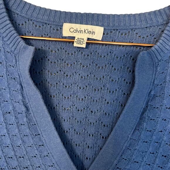 Calvin Klein sweater open knit v neck size small - Picture 3 of 6